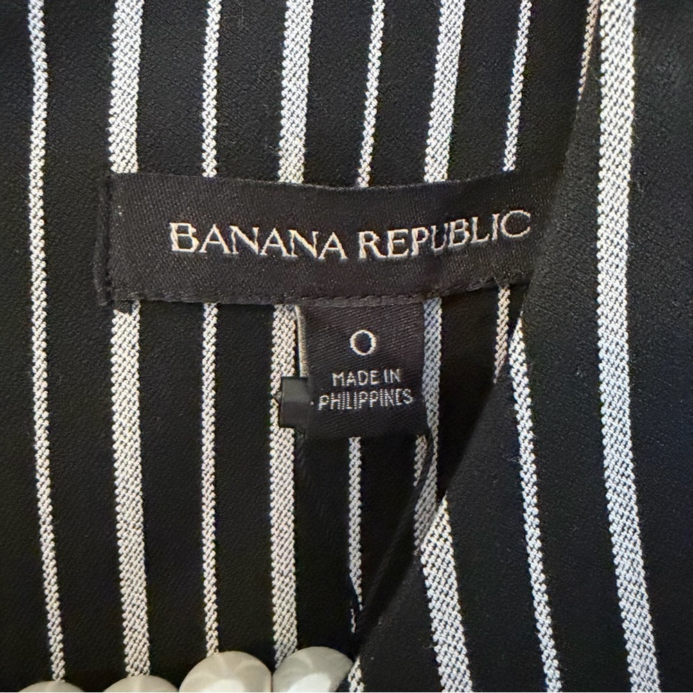 Banana Republic Career Midi Dress Sz 0 Stretch Stripe Short Sleeve Black NEW - Picture 5 of 8